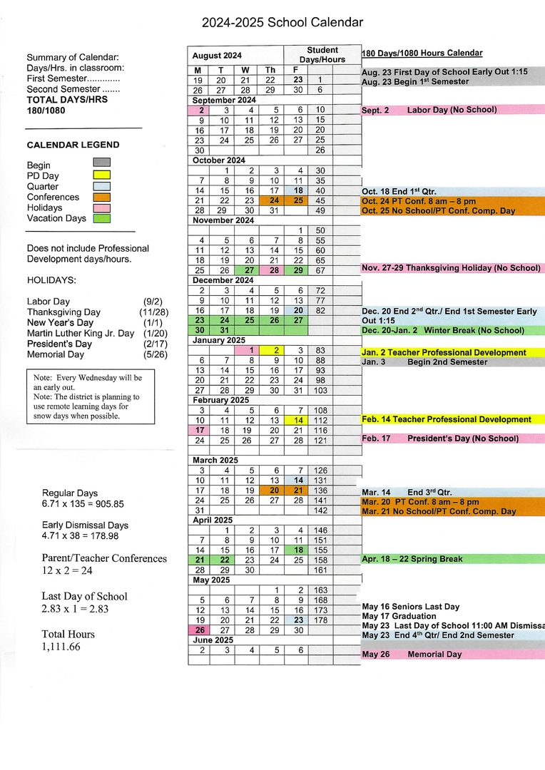 2024-2025 Master Calendar